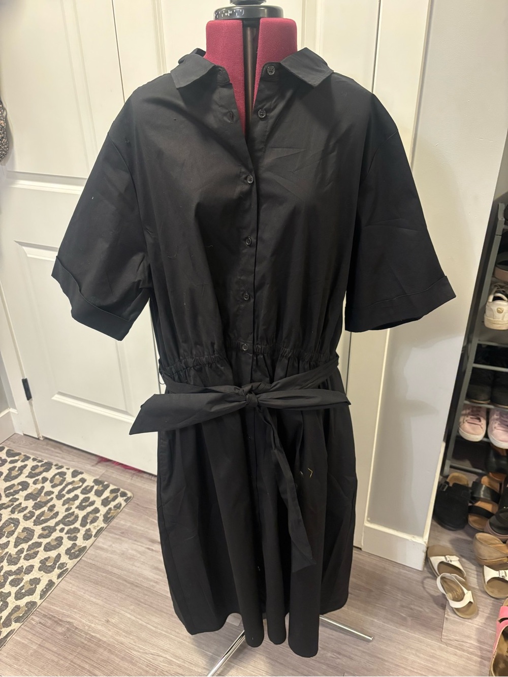 Bnwt Lane Bryant Women's Black Tie-Waist Shirt Dress-3x and 2x